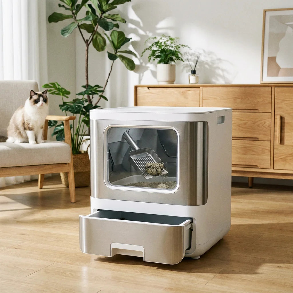 Self-Cleaning Automatic Cat Litter Box - WiFi App Control & Odor Removal